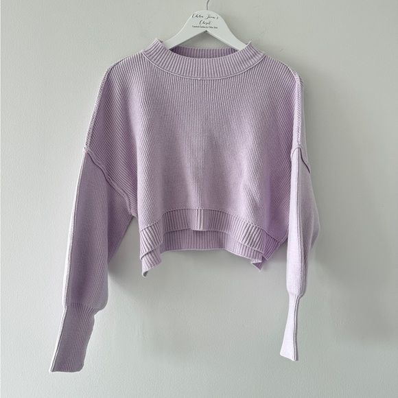 FREE PEOPLE Easy Street Crop Sweater in Lavender XS - Picture 3 of 4
